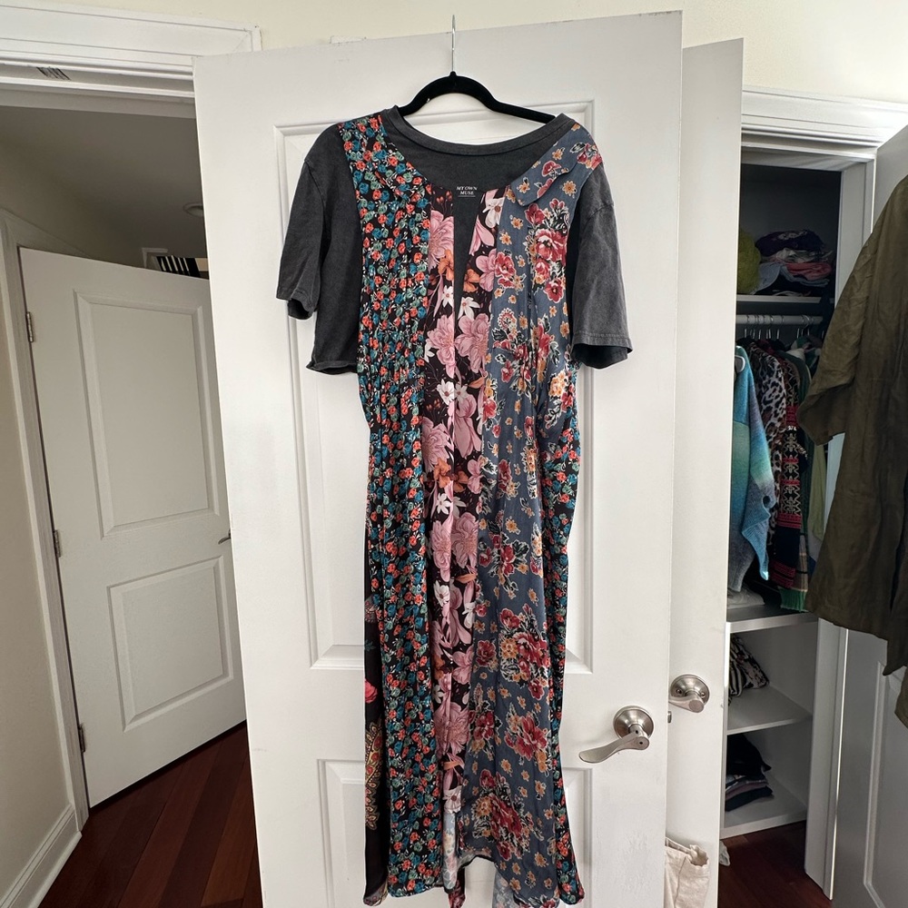 Floral Patchwork Maxi Dress - Multicolor